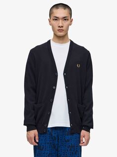 Классический кардиган Fred Perry, темно-синий