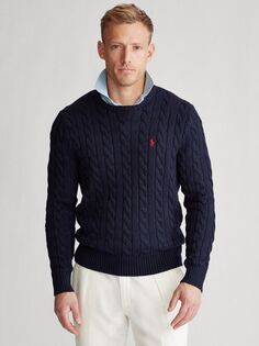 Хлопковый джемпер Polo Big &amp; Tall косой вязки Ralph Lauren, хантер вмс