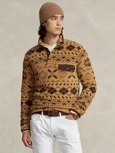 Джемпер из флиса с начесом Polo Fair Isle Ralph Lauren, коричневый