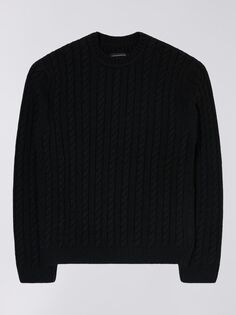 Вязаный джемпер с перекрученным пуловером и круглым вырезом Edwin, черный