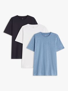 Хлопковая футболка John Lewis, белый/синий меланж/темно-синий