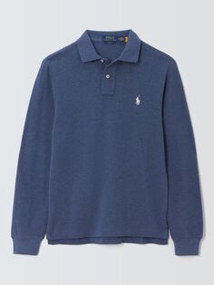Рубашка поло с длинными рукавами и приталенным кроем Polo Ralph Lauren, синий
