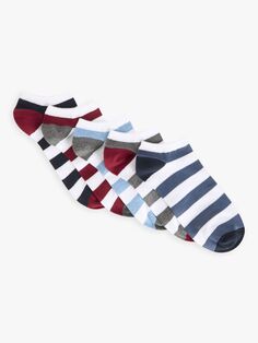 Носки для тренировок с полосками для регби John Lewis, черный/красный/синий/серый
