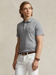 Рубашка-поло с короткими рукавами и полосками Ralph Lauren, стальной хизер/белый