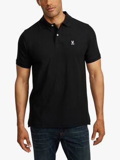 Классическая рубашка-поло из пике с короткими рукавами Psycho Bunny, черный