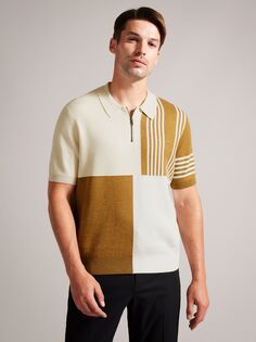 Рубашка поло с короткими рукавами и цветными блоками Ted Baker, крем/мульти