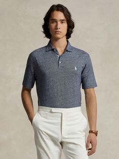 Поло Топ-поло из льняной смеси Ralph Lauren, весенний темно-синий hthr