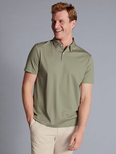 Рубашка-поло из джерси с короткими рукавами Charles Tyrwhitt, зеленый шалфей