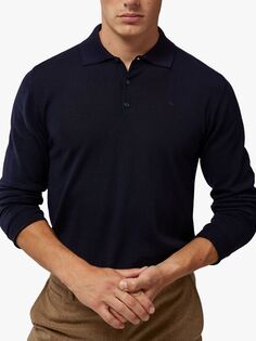 Рубашка-поло Noel из светлой мериносовой шерсти J.Lindeberg, темно-синий