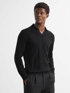 Трикотажная рубашка-поло с длинными рукавами Malik Reiss, черный