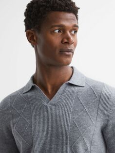 Трикотажная рубашка-поло с длинными рукавами Malik Reiss, серый