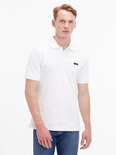 Узкая рубашка-поло из эластичного пике Calvin Klein, ярко-белый
