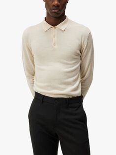 Рубашка-поло Noel из светлой мериносовой шерсти J.Lindeberg, устричный серый