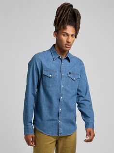 Обычная джинсовая рубашка Lee, мытый синий