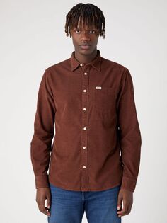Рубашка Signature Regular Fit с одним карманом Wrangler, коричневый