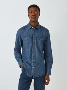 Джинсовая рубашка в стиле вестерн стандартного кроя John Lewis, джинсовый синий