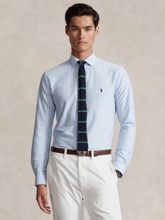 Рубашка из джерси в полоску поло Ralph Lauren, офис синий белый