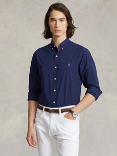 Рубашка Polo Slim Fit из эластичного поплина Ralph Lauren, темно-синий