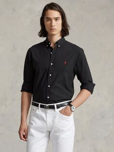 Рубашка Polo Slim Fit из эластичного поплина Ralph Lauren, черный