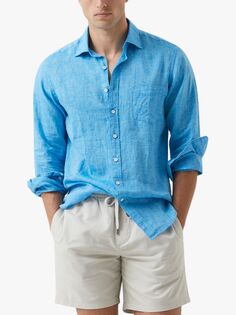 Льняная рубашка приталенного кроя с длинными рукавами Seaford Rodd &amp; Gunn, голубой