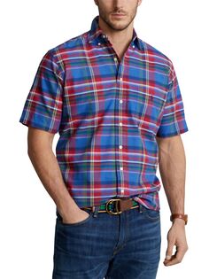 Рубашка в клетку с короткими рукавами Polo Big &amp; Tall Ralph Lauren, мульти