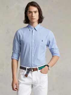 Рубашка Polo Slim Fit из эластичного поплина в мелкую клетку Ralph Lauren, синий