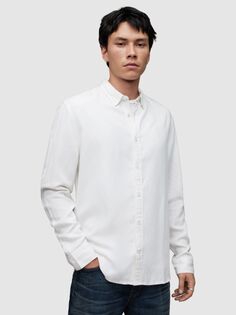 Рубашка Laguna Regular Fit из смесового льна AllSaints, оптический белый
