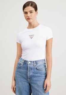 базовая футболка Tommy Jeans SLIM ESSENTIAL LOGO, цвет white