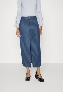 Юбка Vaquera Pieces PCAMILDA LONG SKIRT, цвет medium blue denim/white