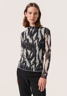 Блуза Soaked in Luxury SLALDORA MOCKNECK LS, цвет black white rock print