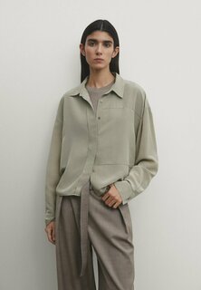 Блуза на пуговицах Massimo Dutti, бежевый