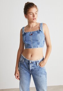 Блузка Tommy Jeans ПРЯЖКА, цвет light-blue denim