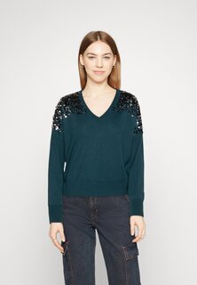 Свитшот Scotch &amp; Soda EMBELLISHED SHOULDER V NECK, темно-бирюзовый