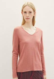 Свитшот TOM TAILOR BASIC V NECK, меланжевая выцветающая роза.