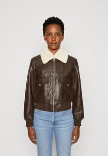 Куртка из синтетической кожи GAP CROPPED FLIGHT JACKET, коричневый