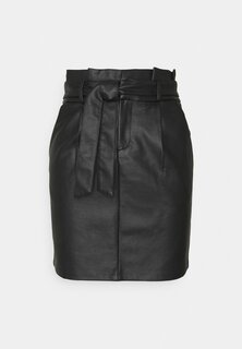 Мини-юбка Vero Moda Petite VMEVA PAPERBAG COATED SKIRT, черный