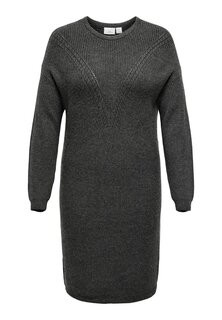 Платье ONLY Carmakoma CARIBI LS STRUCTURE O-NECK CC, цвет dark grey detail melange