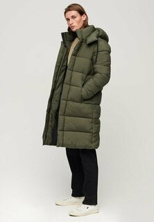 Зимнее пальто Superdry RIPSTOP LONGLINE PUFFER, цвет dark moss green grid