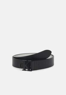 Ремень Calvin Klein Jeans ROUND MONO PL REV LTHR BELT 30MM, черный/серебристый зеркало