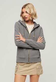 Толстовка на молнии Superdry ТАТУ, цвет charcoal grey