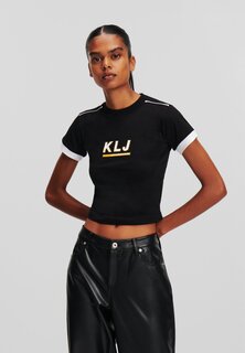 Футболка с принтом Karl Lagerfeld Jeans CROPPED SSLV LOGO, черный