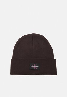 Шапка Calvin Klein Jeans BEANIE MONOLOGUE, цвет dark chestnut