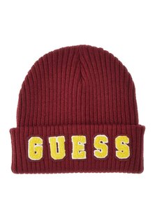 Шапка Guess VEZZOLA COLLEGE BEANIE UNISEX, бордово-желтый