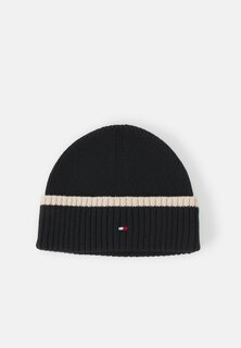 Шапка Tommy Hilfiger BLOCK FLAG SHORT BEANIE UNISEX, черный/кашемировый кремовый