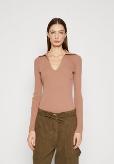 Свитшот Calvin Klein СВИТЕР С ВЫРЕЗОМ ICONIC POLO, цвет raw umber