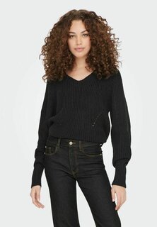 Свитшот JDY JDYJUSTY L/S V-NECK NOOS, черный