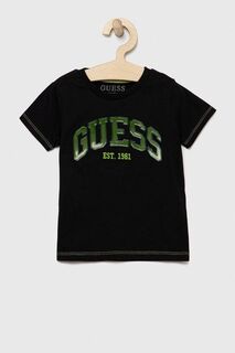 Детская хлопковая футболка Guess, черный