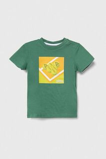 Детская хлопковая футболка Guess, зеленый
