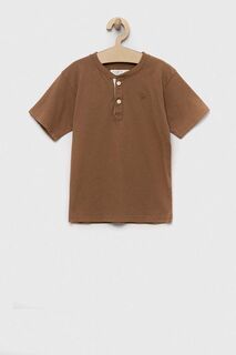 Детская хлопковая футболка Abercrombie &amp; Fitch, коричневый