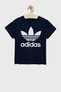 Детская хлопковая футболка adidas Originals, темно-синий